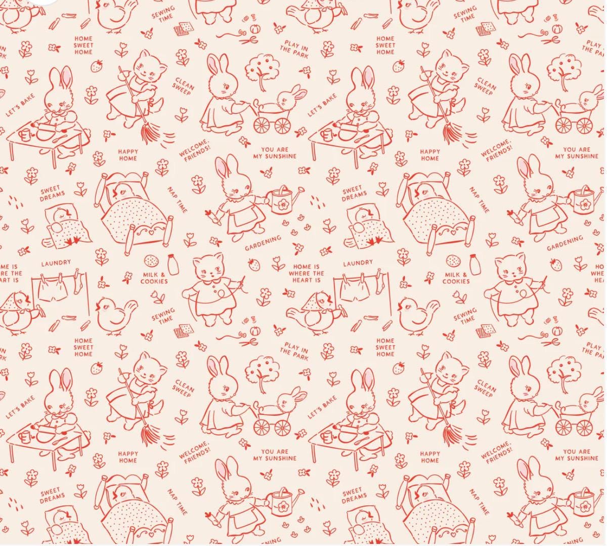 Home sweet home chore time red | Poppie cotton | Elea Lutz | vintage | IN STOCK - VR24459