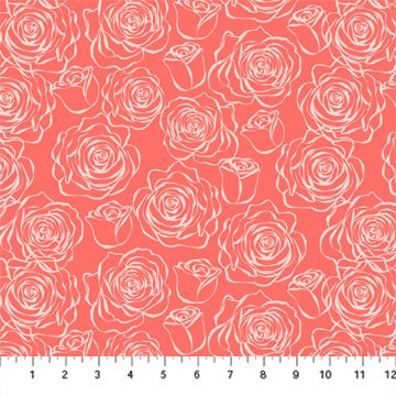 Love in bloom FIGO - Roses yardage 90624-22 | in stock | Louise Pretzel | valentine | Red | Pink | Hearts | Roses | Kisses | wine