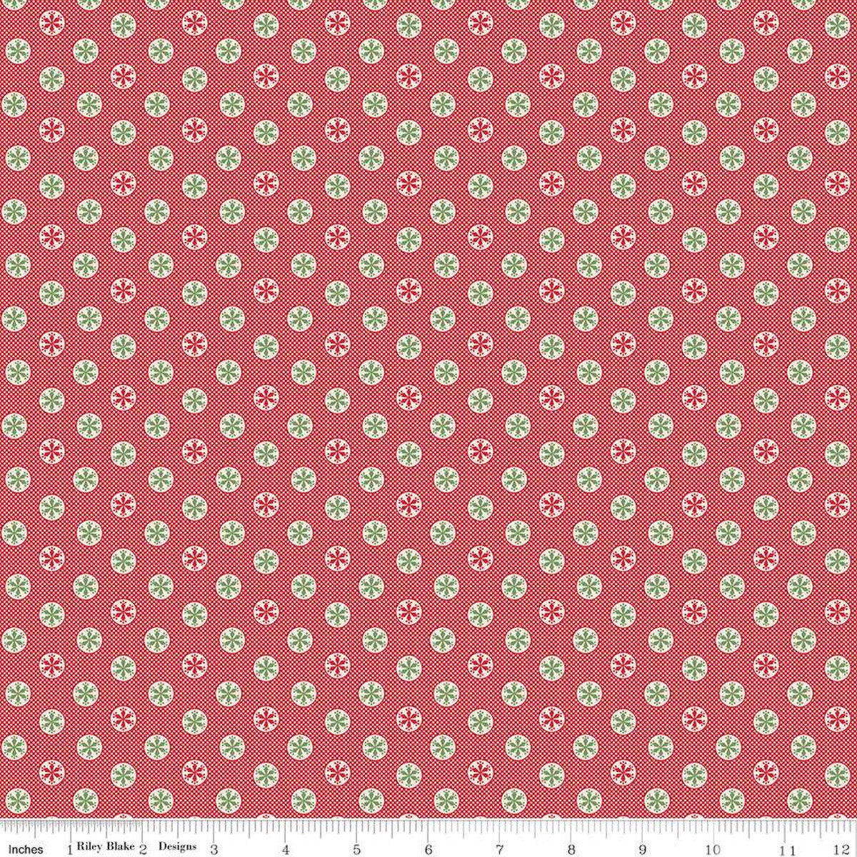 Home town holiday snowflake - tiny dotted background by Lori Holt - C14913-RILEY RED RBd | holiday - in stock - snowflakes