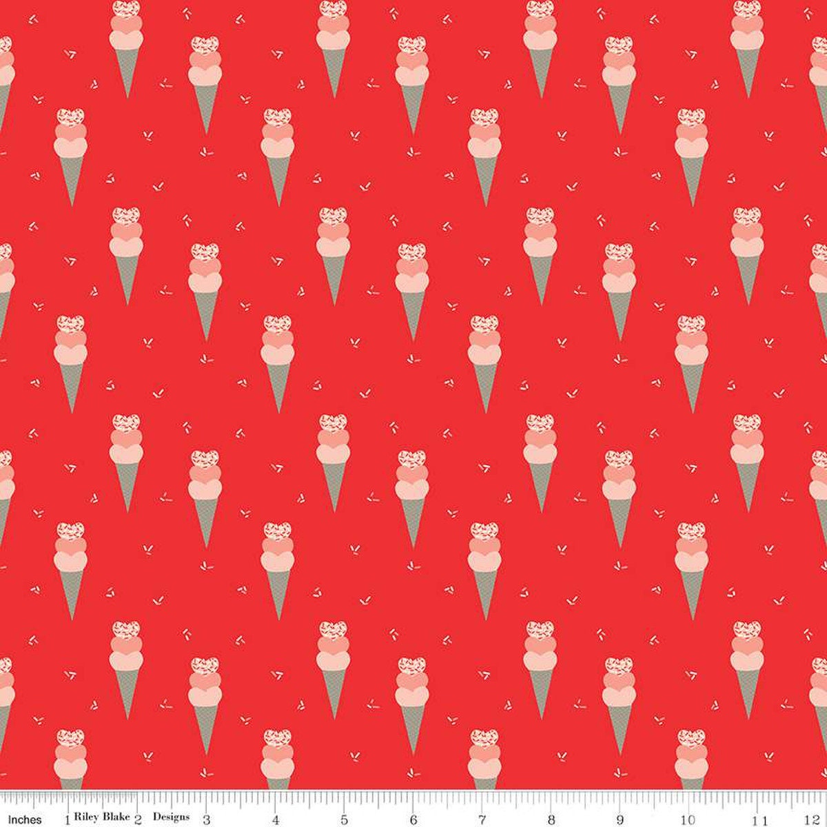 I love us cones red | c13961 | 100% cotton | Sandy Gervais | Valentine | ships fast