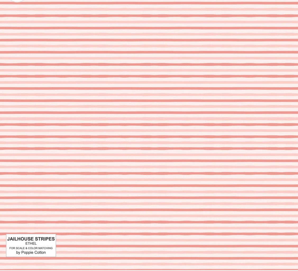 Jailhouse stripes - Ethel lt pink | Poppy cotton | in stock | floral | ditsy | vintage | Poppie's basics