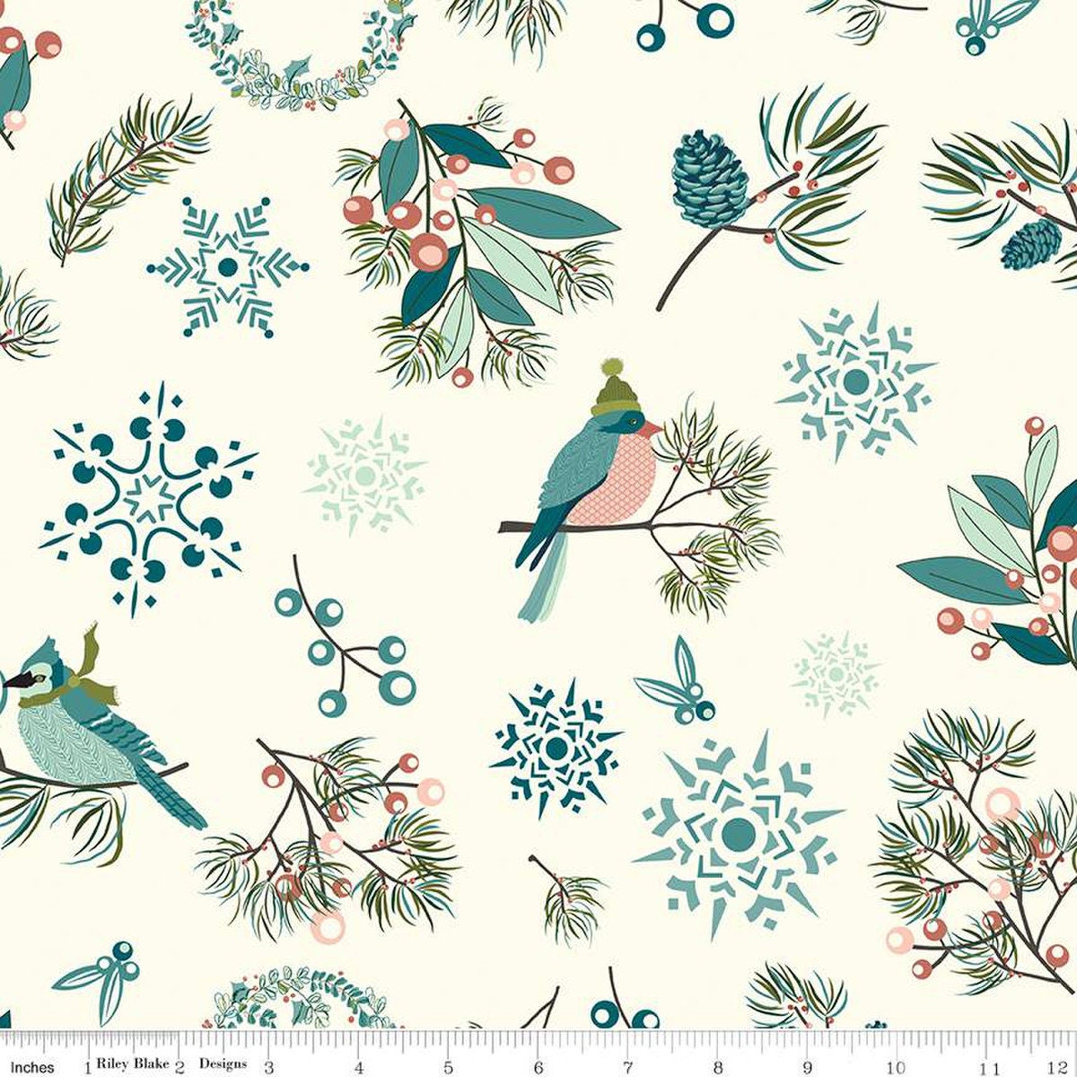 Frosty Holiday mini bundle 6 Fat Quarter - Arrival of winter - Holiday stripe - Juniper - teal - light pink