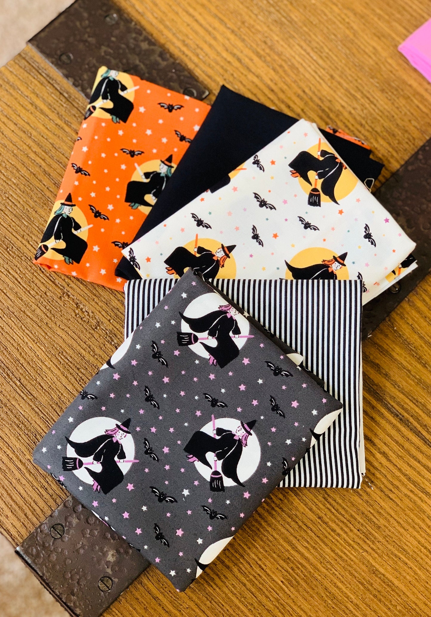 Little witch - Halloween - Poppie cotton | 5 Fat quarters fabrics | sweet tooth | stripe - solid