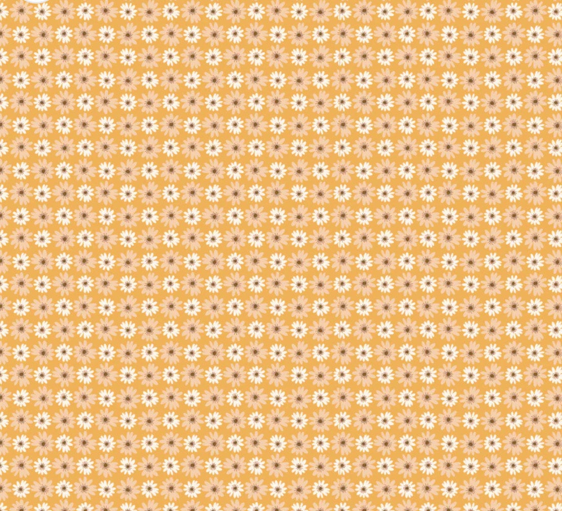 Nature sings Daisy bunch yellow | Poppie cotton | in stock | ditsy | floral | vintage | Lori Woods | plaid | birds