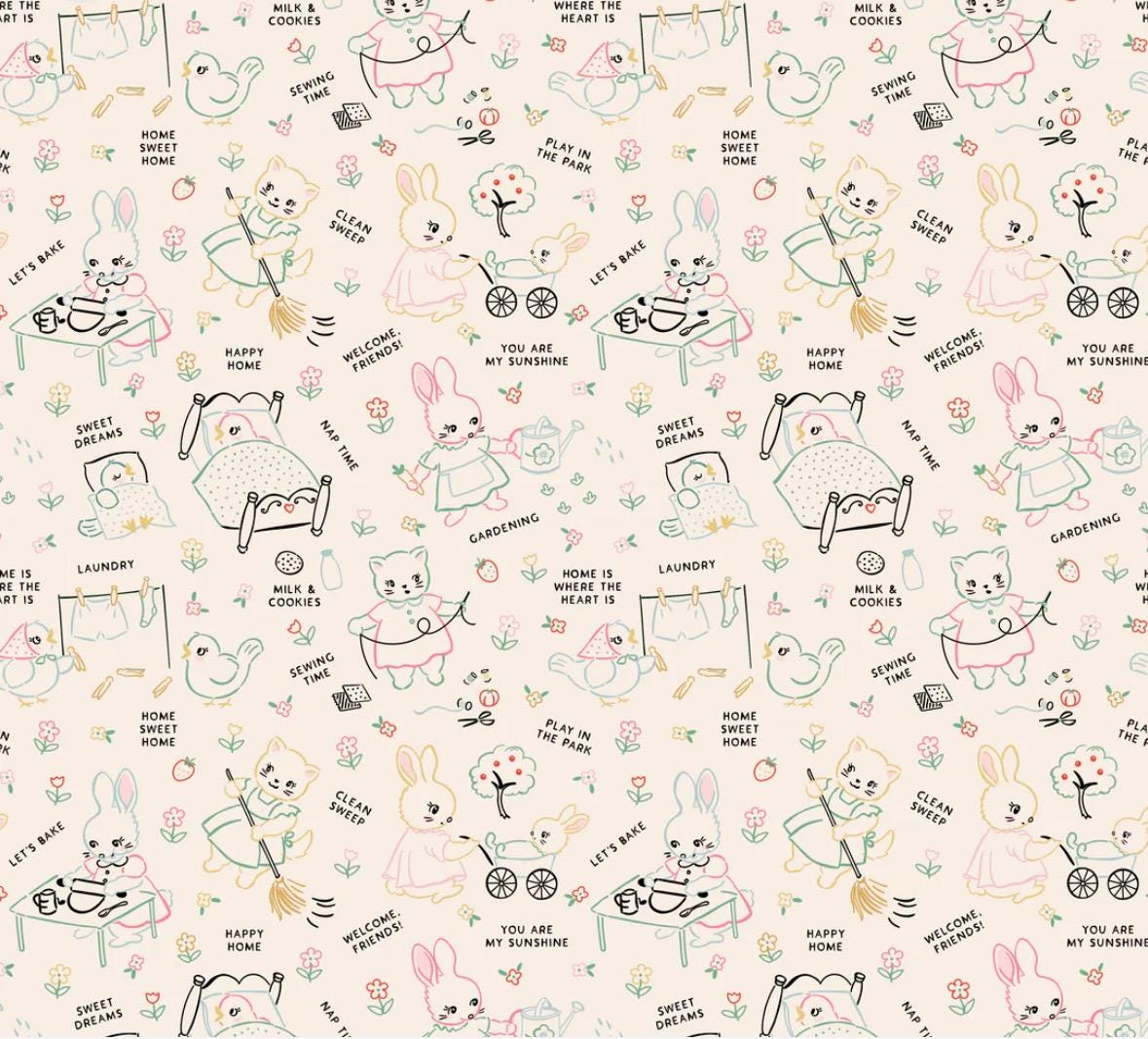 Home sweet home chore time multi | Poppie cotton | Elea Lutz | vintage | IN STOCK - VR24460
