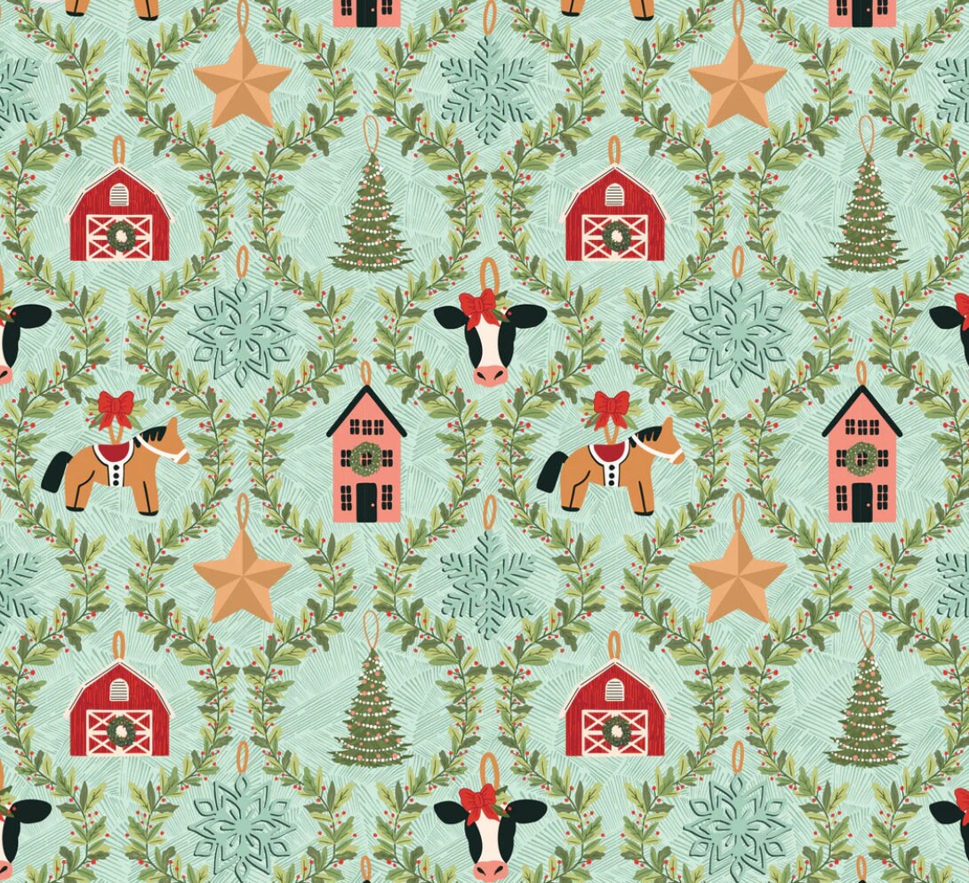 prairie christmas - Country ornaments Teal | Poppie cotton | Amanda Grace | holiday | shipping June 2024 - PC24361