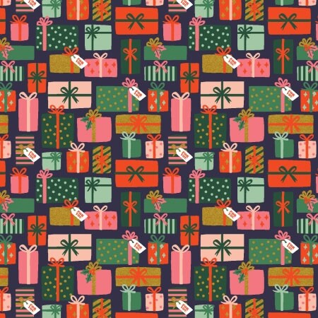 Holiday Classics II Deck the halls - navy Metallic Fabric - Rifle paper co - cotton and steel -christmas - holiday - RP6 - stockings