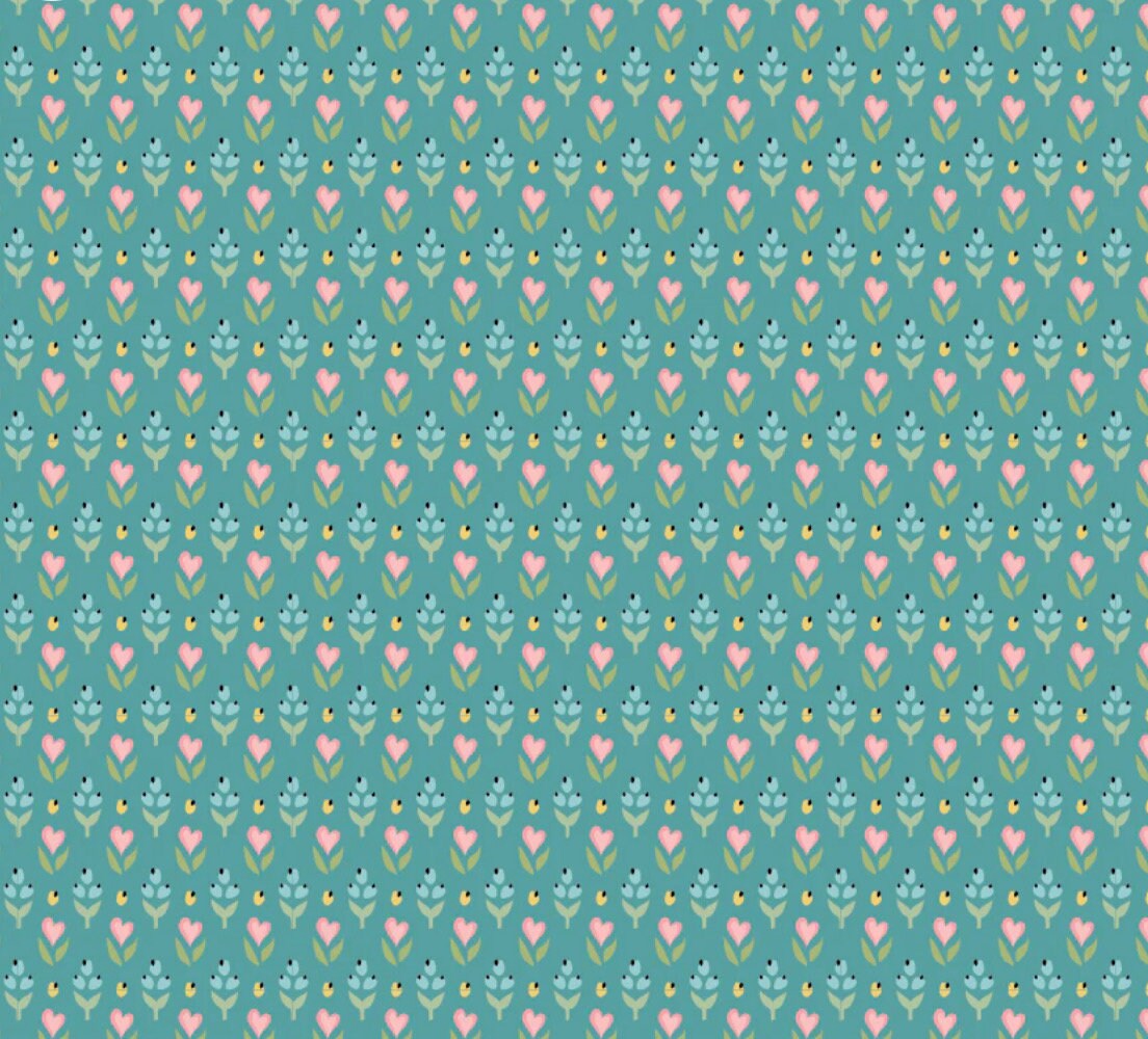Finding wonder - hearts and berries blue | Poppy cotton | in stock | floral | ditsy | vintage | FW24215 Designed by Sheri McCulley