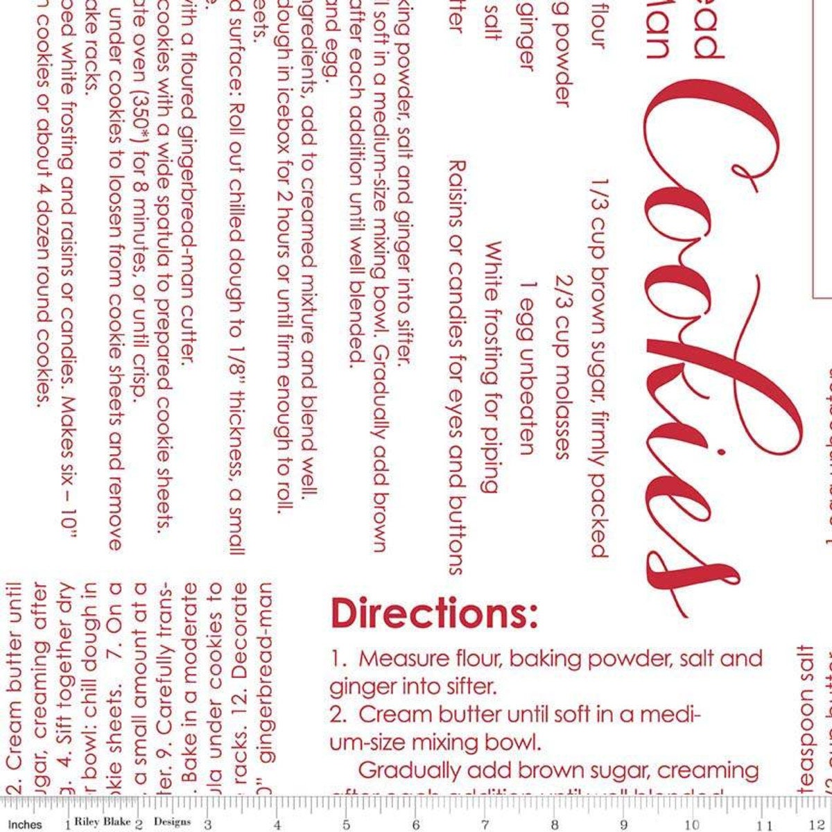 Cozy Christmas by Lori Holt - C5361-WHITE | RBD | christmas recipe | 100% cotton | cookies l ships fast