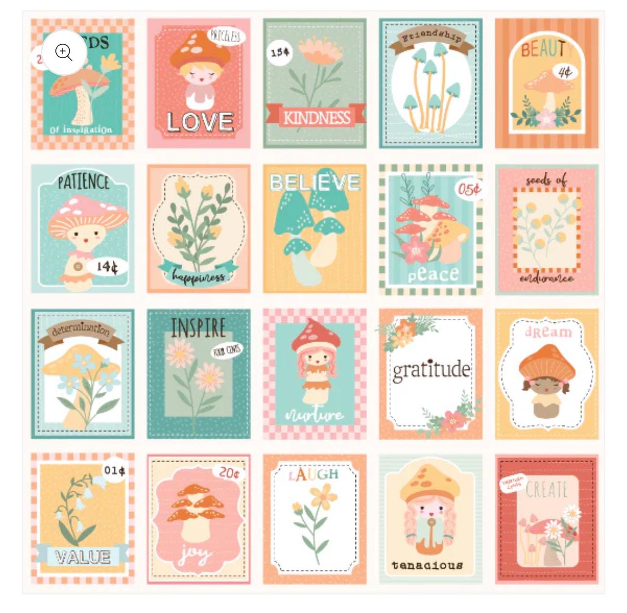 Mushroom blooms - Seeds Of Inspiration Multi Panel | Poppie cotton | Lori woods | in stock - MB24421 - 1 yard panel