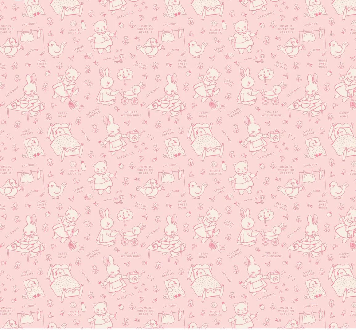 Home sweet home chore time pink | Poppie cotton | Elea Lutz | vintage | IN STOCK - VR24461