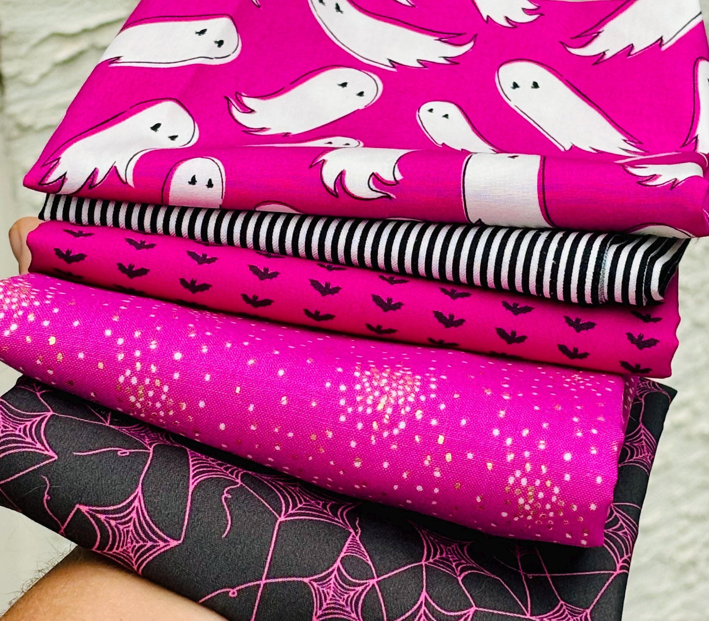 Happy pink halloween - 16 fat quarter bundle - halloween - pumpkin - pink | Poppie cotton AGF - sweet n spooky
