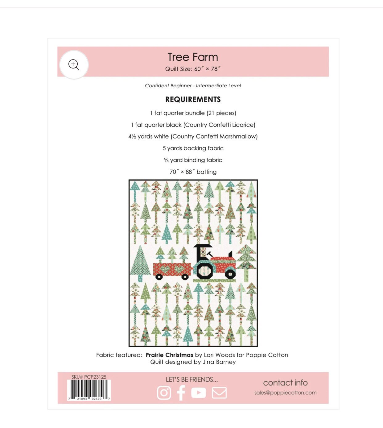 POPPIE COTTON Tree Farm Quilt Pattern PCP23125 Ships: June 2024 - | quilt size 60" x 78 " - Prairie Christmas