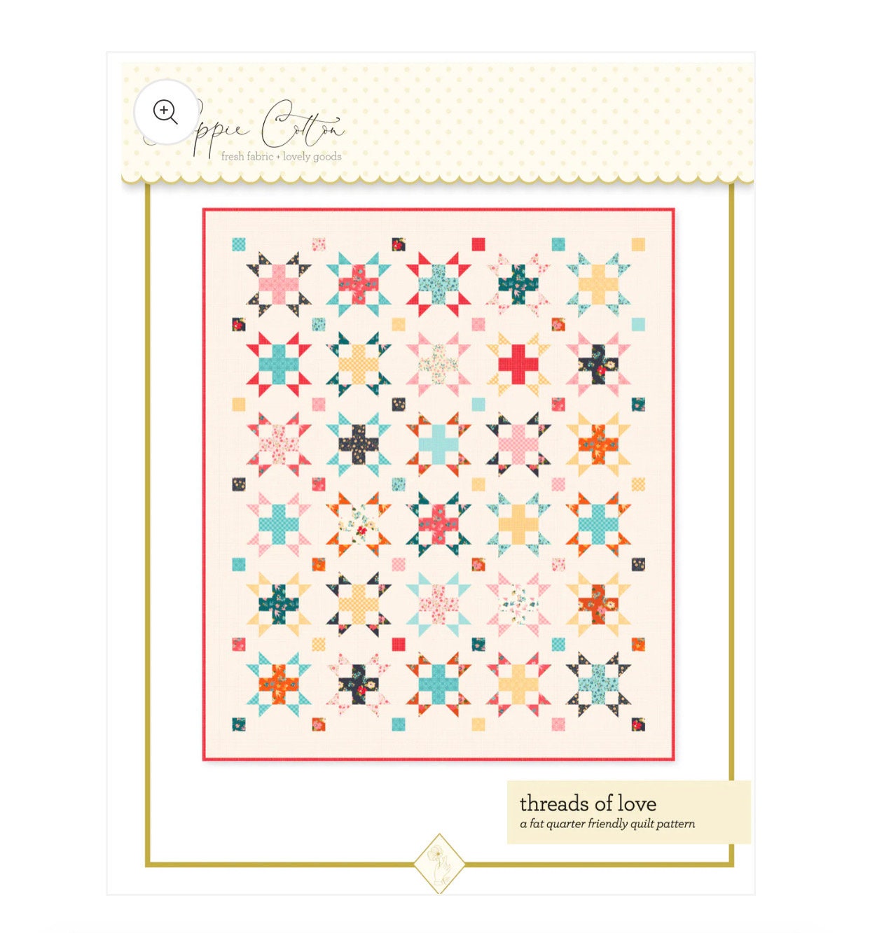 Threads of love Pattern | Poppie cotton | treasured threads quilt size 70" x 82" - in stock - paper pattern