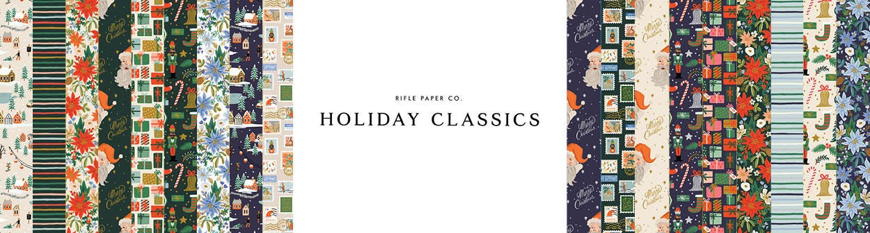 Holiday Classics II Deck the halls - cream Metallic Fabric - Rifle paper co - cotton and steel -christmas - holiday - RP6 - stockings