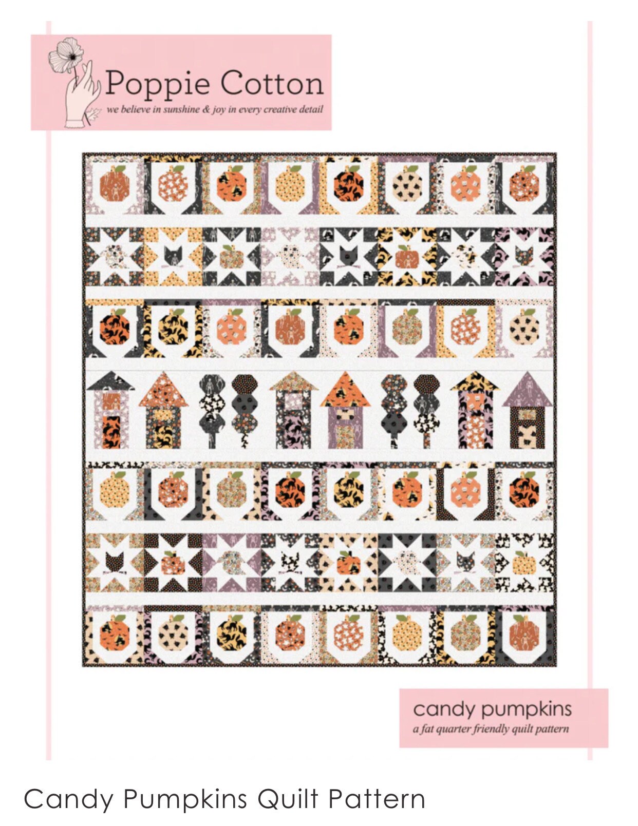 Sweet tooth Pattern Candy Pumpkins Quilt STP23124 - Poppie cotton | quilt size 72 1/2" x 85 " - in stock