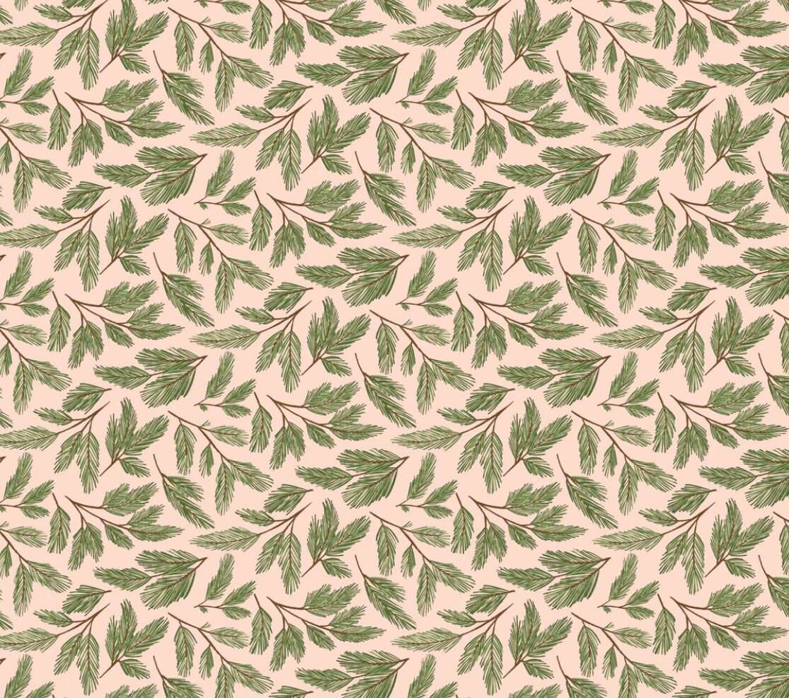 prairie christmas - Pine boughs natural | Poppie cotton | Amanda Grace | holiday | shipping June 2024 - PC24354