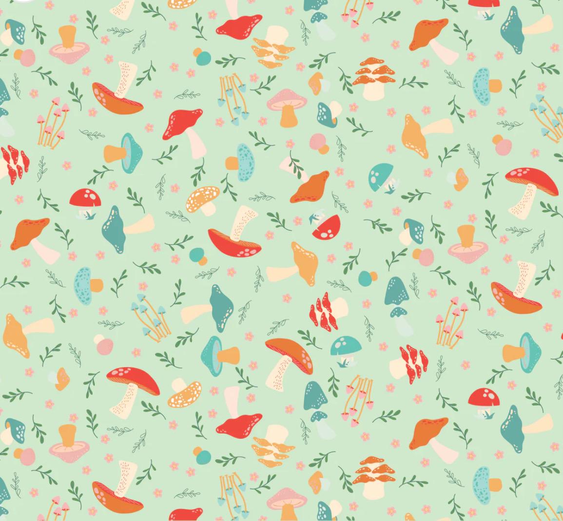 Mushroom blooms - Shroomies mint | Poppie cotton | vintage | in stock - MB24402