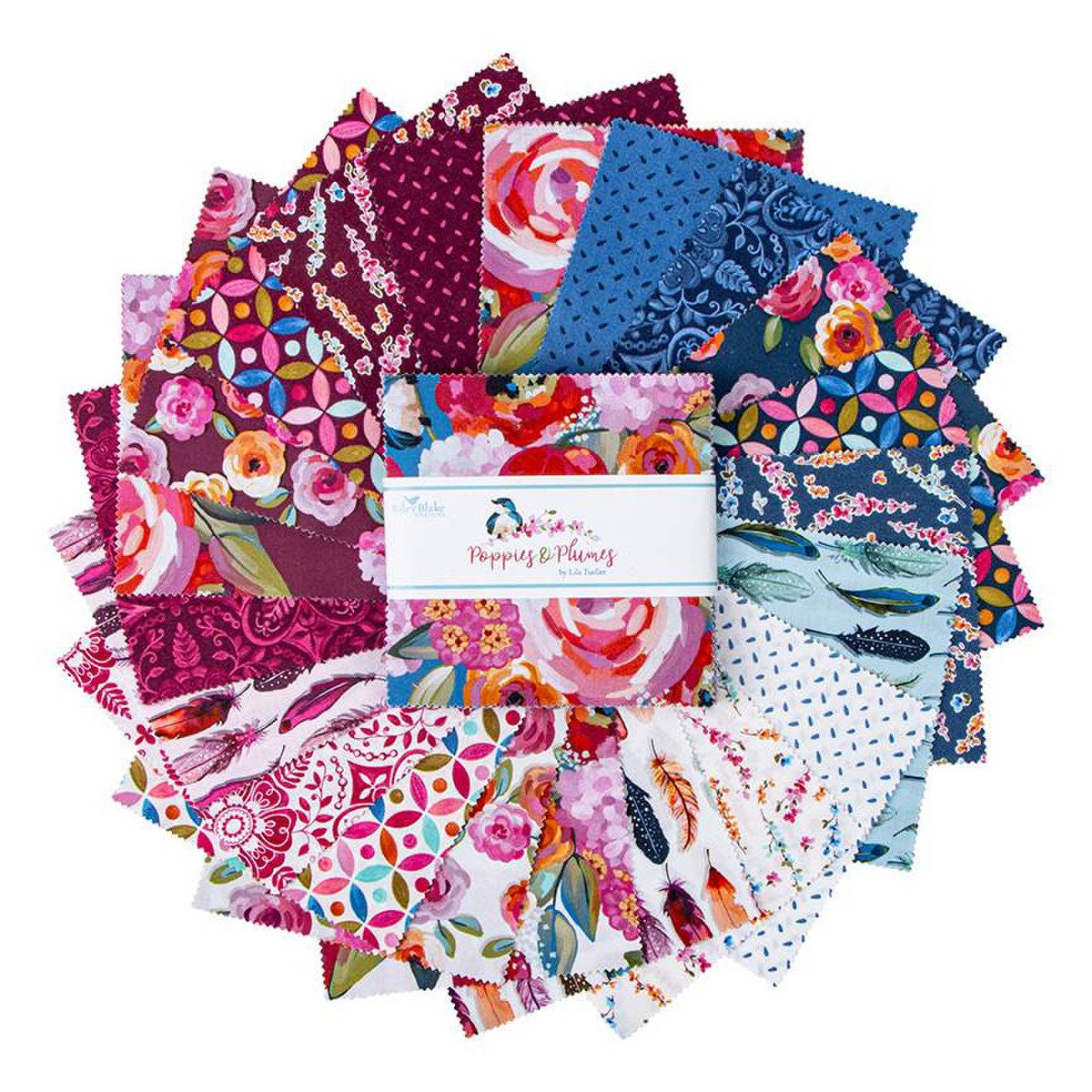 Poppies and plumes by Lila Tueller - 5 inch stacker - RBD - in stock