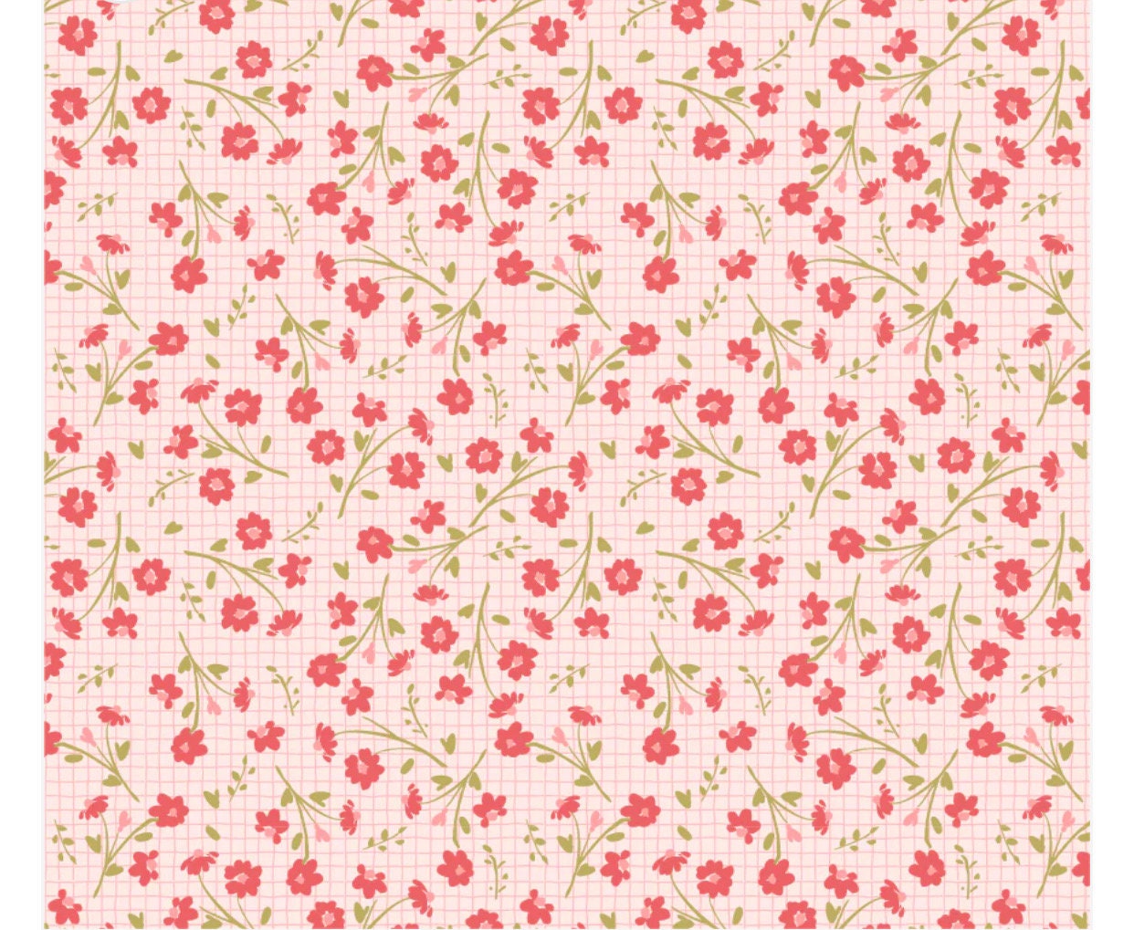 Treasured threads Dottie pink| Poppie cotton | in stock | floral | ditsy | vintage | Elea Lutz - Pinkie promise red