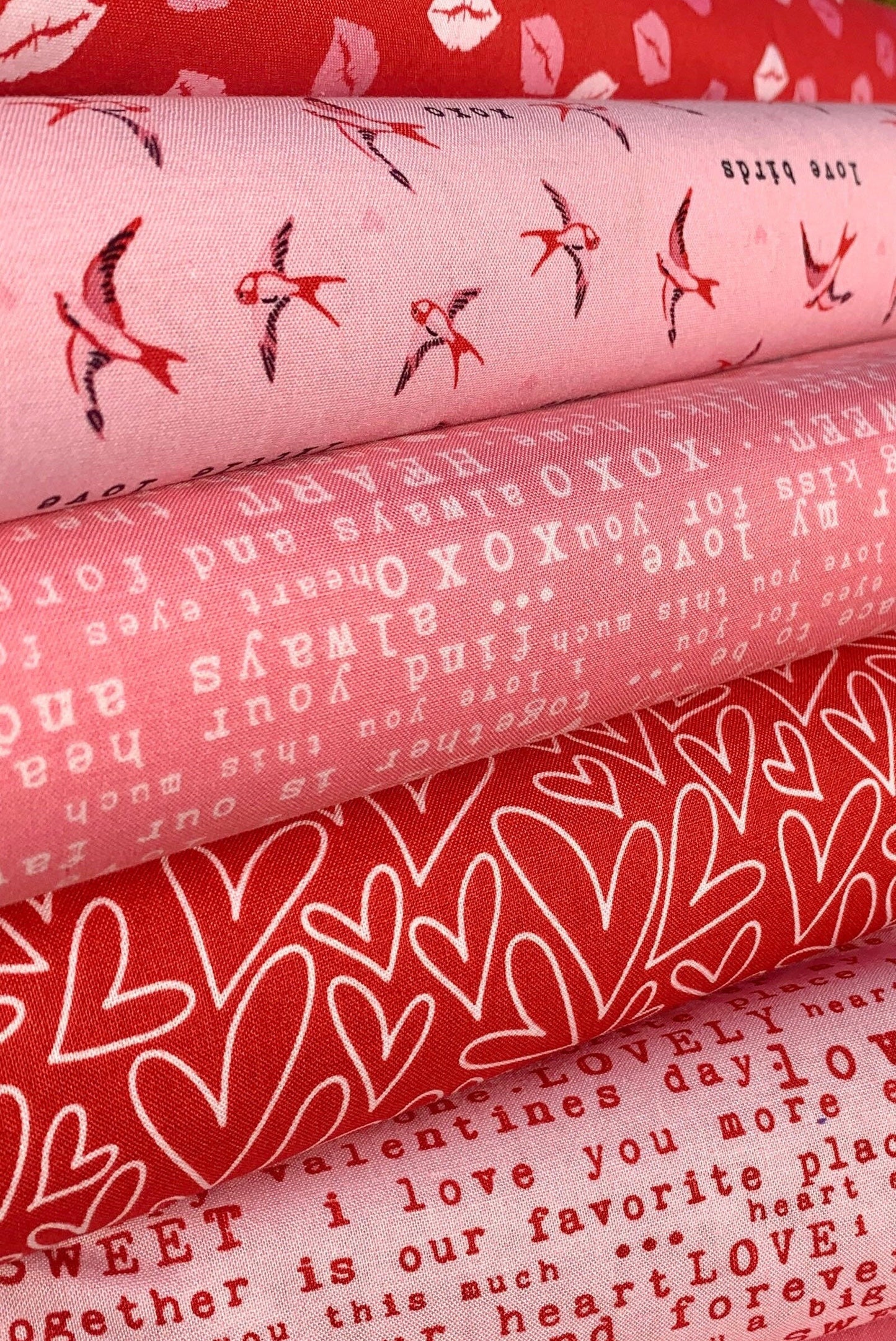 5 Fat quarters - Ready to ship - Send some love with this fabric bundle | Riley Blake designs 100% cotton | fast shipping