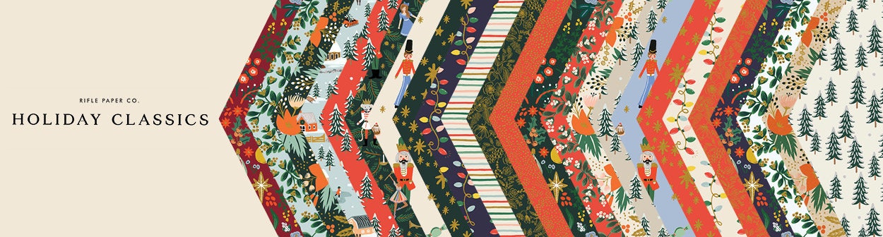 Holiday classics - festive stripe yardage - RP609-MU1M - Rifle paper co - cotton and steel - christmas - holiday - metallic
