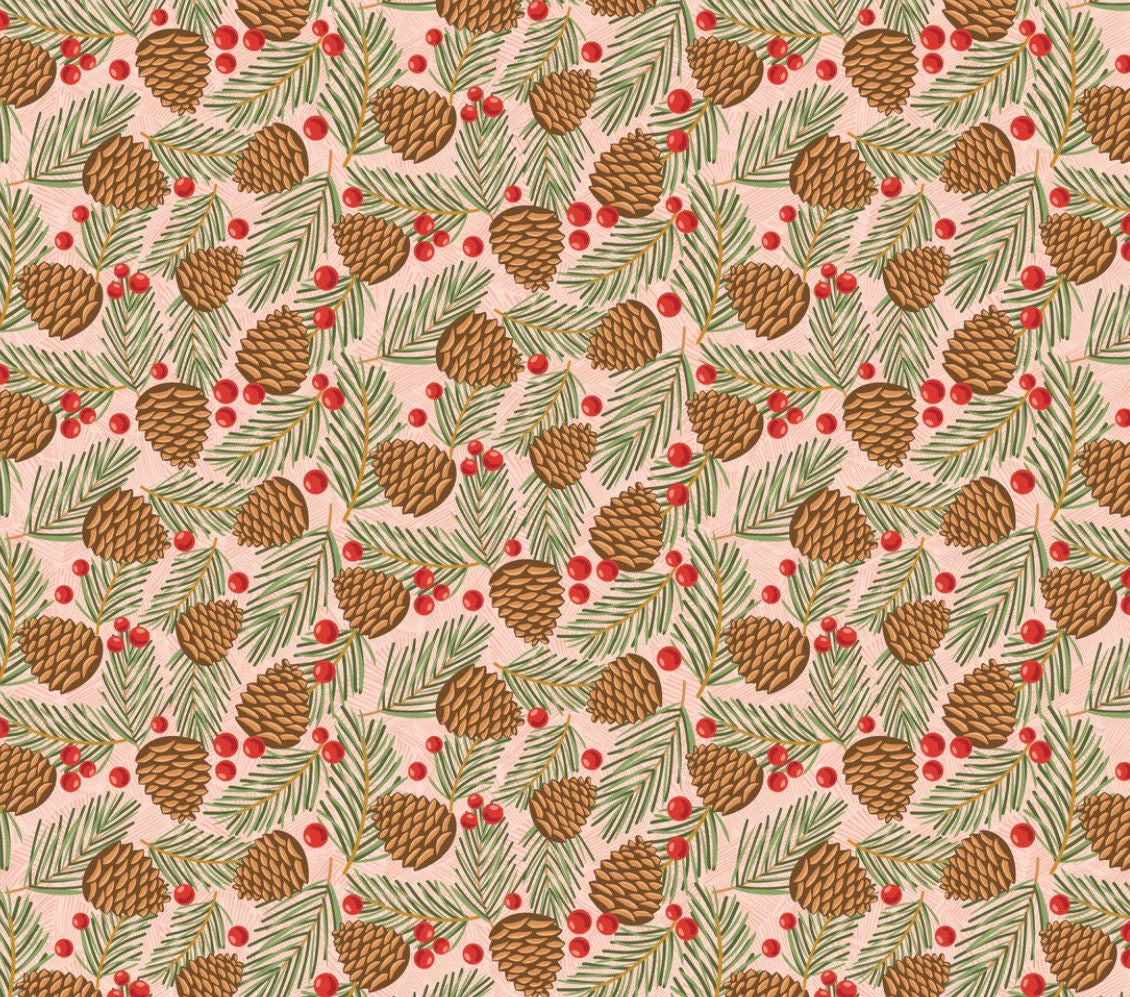 prairie christmas - traditional pine cones natural | Poppie cotton | Amanda Grace | holiday | shipping June 2024 - PC24366