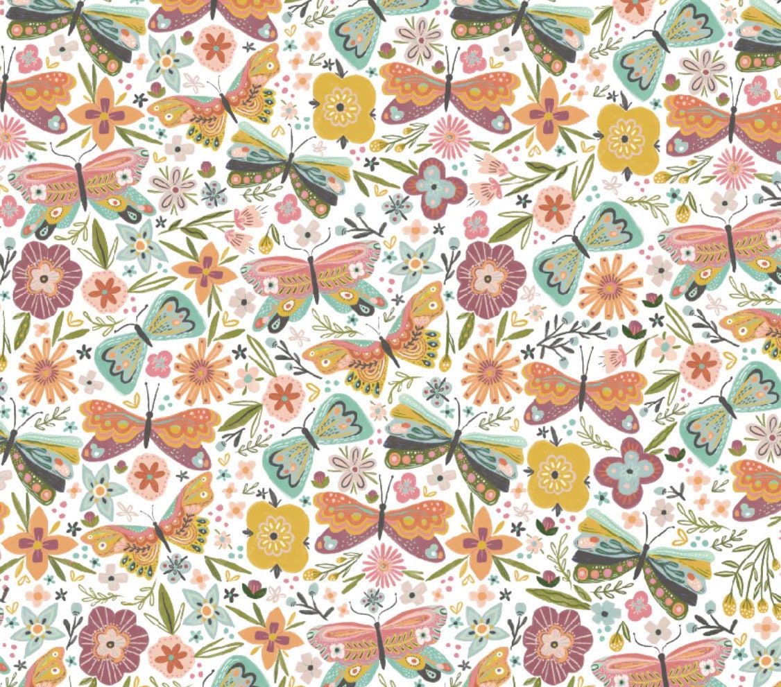 Cottage Charm - Butterfly blossom white | Poppie cotton | Kenzie Elston | vintage | in stock - CH24747