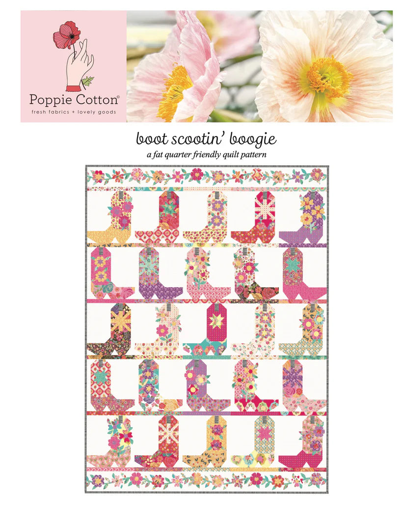 Boot Scootin’ Boogie Quilt pattern Cwp23134 - Poppie cotton | quilt size 60 " x 80 " - in stock Calico cowgirls
