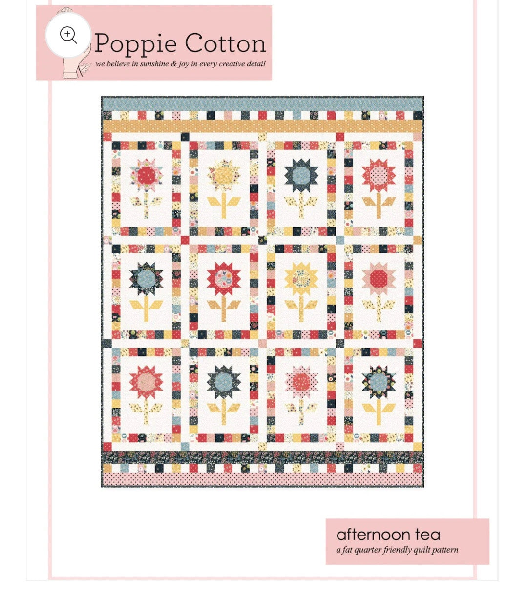 Afternoon tea - Sunshine and chamomile Paper Pattern | Poppie cotton | quilt size 74 1/2 " x 90 1/2" - in stock - paper pattern - spring
