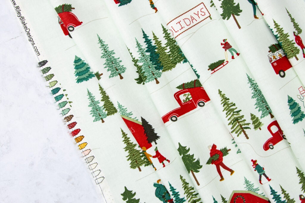 Christmas is in town in town 5" inch stacker | 5-14740-42 | 100% cotton | Sandy Gervais | holiday - festive - tree - in stock
