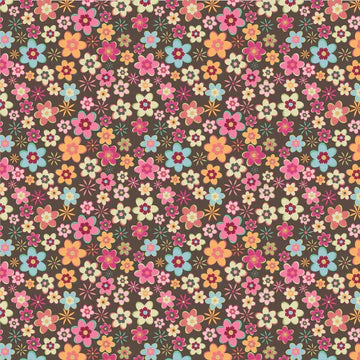 Calico Cowgirls - Poppie cotton Lori woods | in stock - Cowgirl meadow - floral - brown CW24814