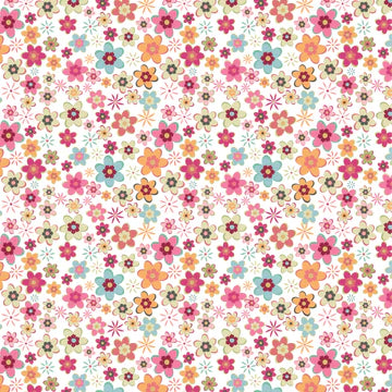 Calico Cowgirls - Poppie cotton Lori woods | in stock - Cowgirl meadow - floral - white CW24816