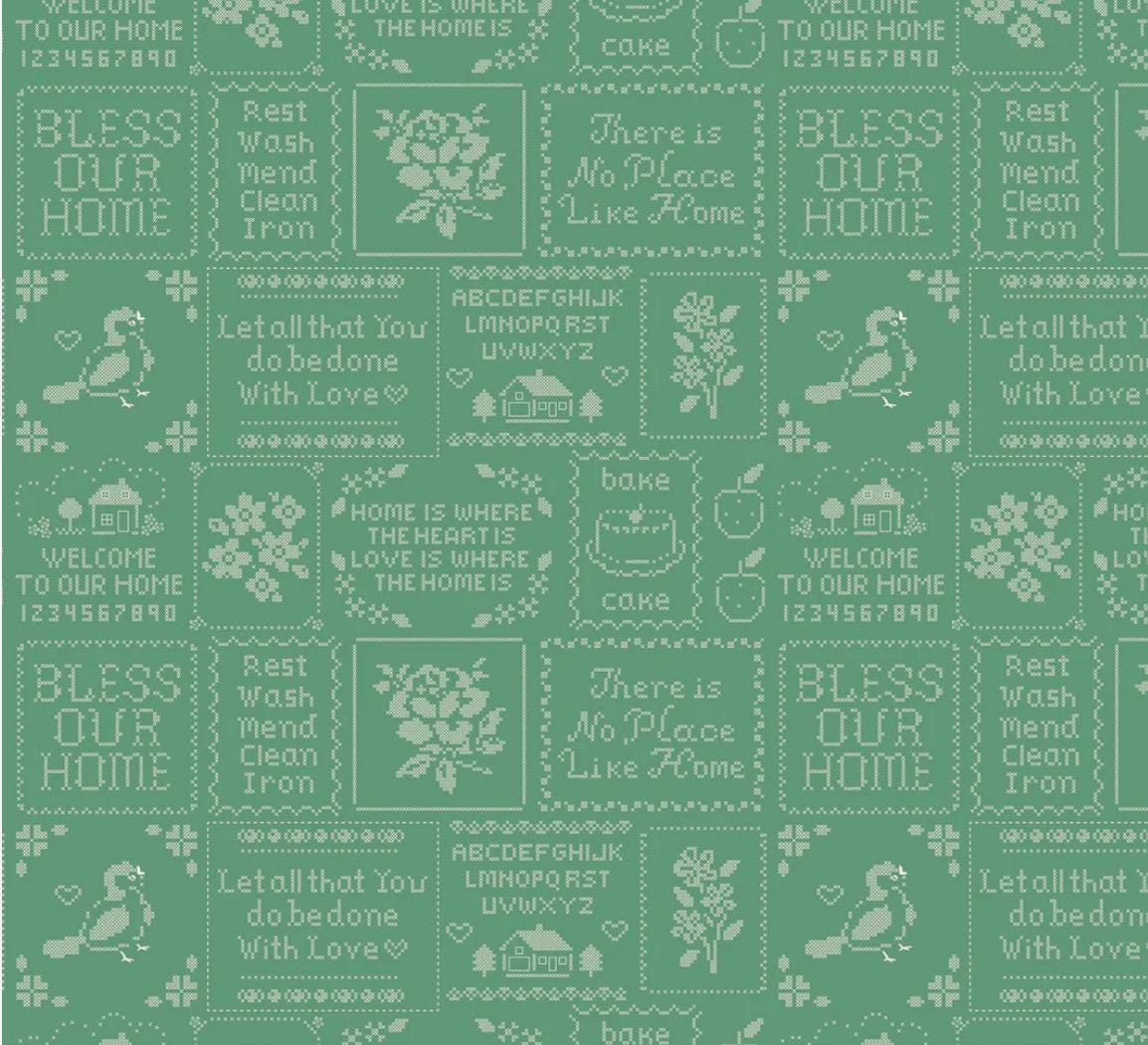 Home sweet home cross stitch green | Poppie cotton | Elea Lutz | vintage | IN STOCK - VR24463