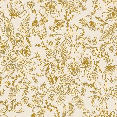 Holiday Classics - Colette - Cream Metallic Fabric - Rifle paper co - cotton and steel - christmas - holiday - RP610-CR4M - FLORAL
