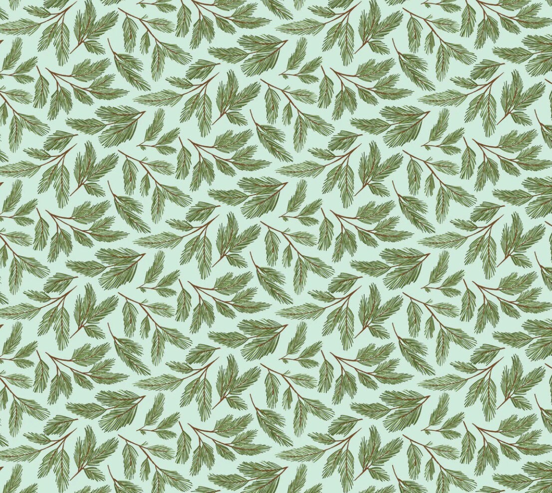 prairie christmas - Pine boughs teal | Poppie cotton | Amanda Grace | holiday | shipping June 2024 - PC24358