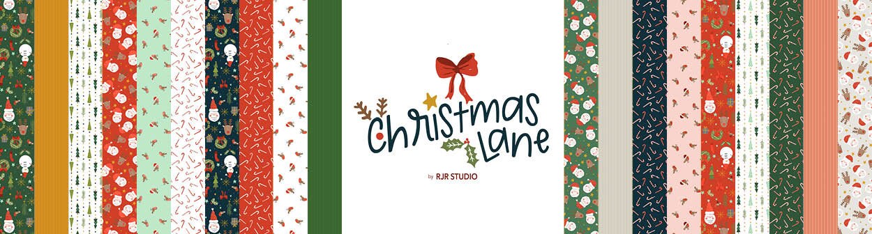 Christmas Lane - Nick and Rudy - white - RJR Studios - Holiday stripe - santa - robin - holiday classics - candy cane - RJ6141