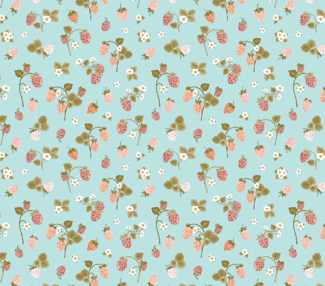Promise me - strawberry bouquet blue | Poppy cotton | in stock | floral | ditsy | vintage | Michal marco