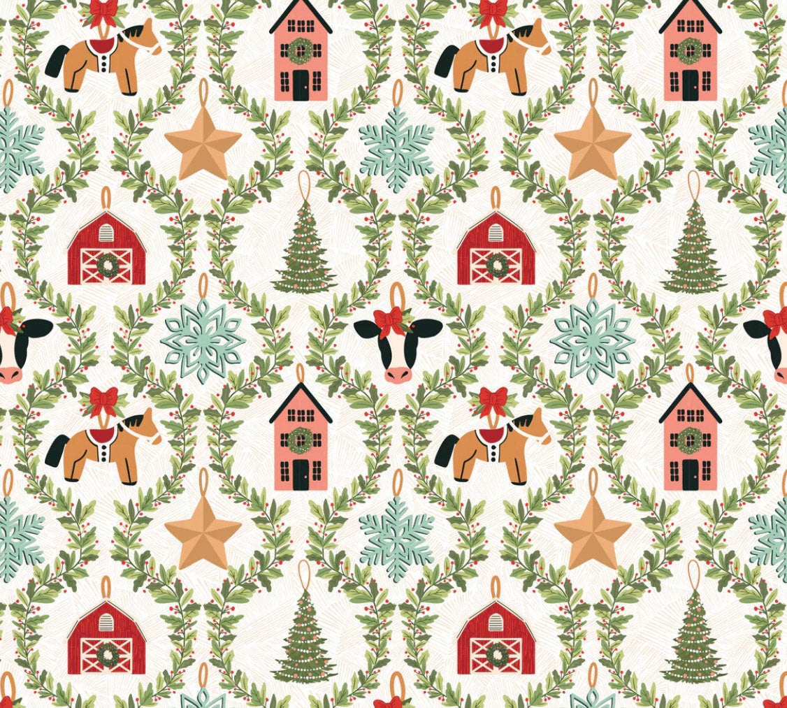 prairie christmas - Country ornaments white | Poppie cotton | Amanda Grace | holiday | shipping June 2024 - PC24359