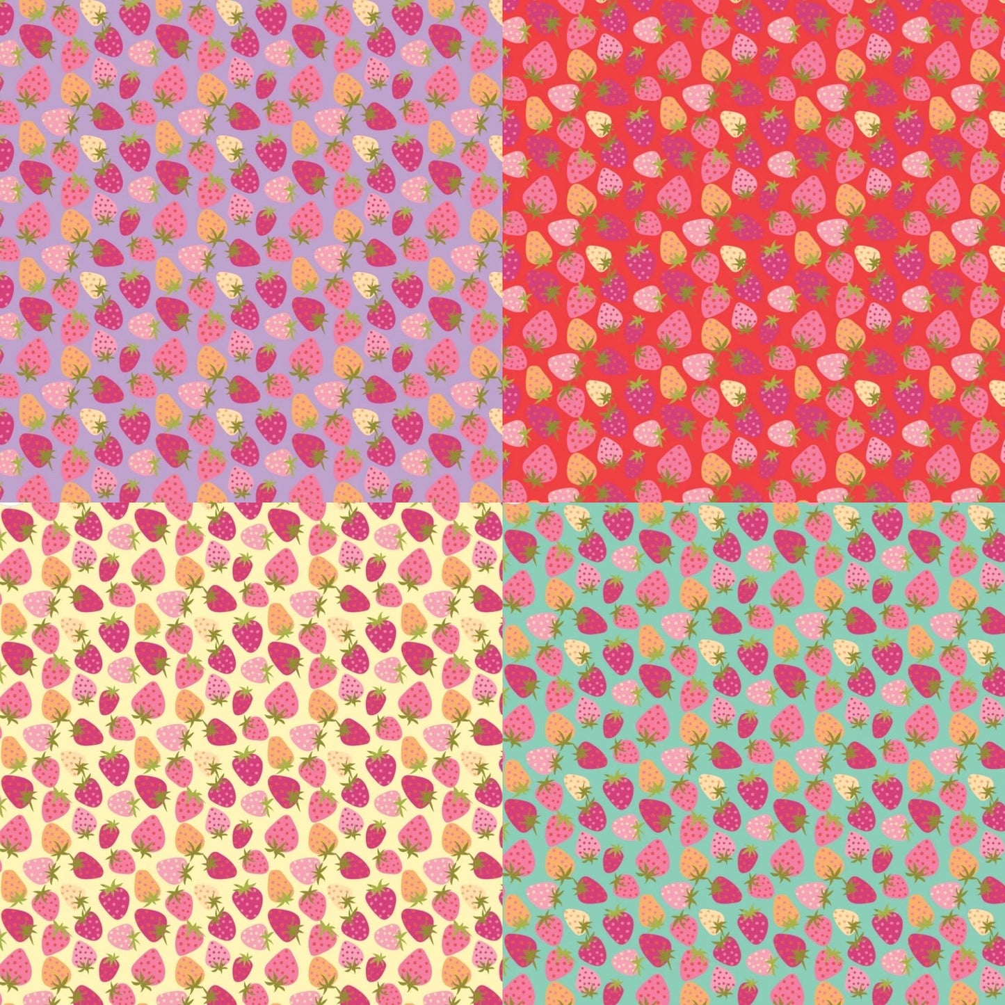 Calico Cowgirls - 5 Fat quarter / Half bundle Poppie cotton Lori woods | shipping Oct * 2024 - strawberry pie - strawberries plaid