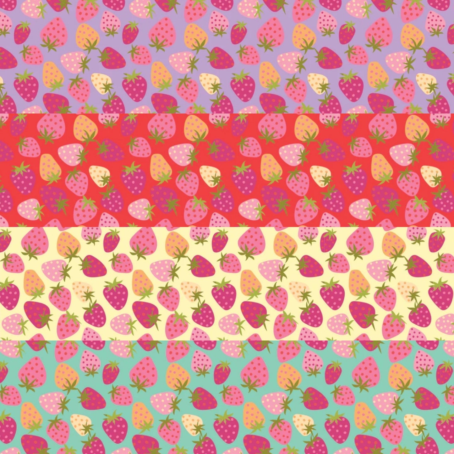 Calico Cowgirls - 5 Fat quarter / Half bundle Poppie cotton Lori woods | shipping Oct * 2024 - strawberry pie - strawberries plaid