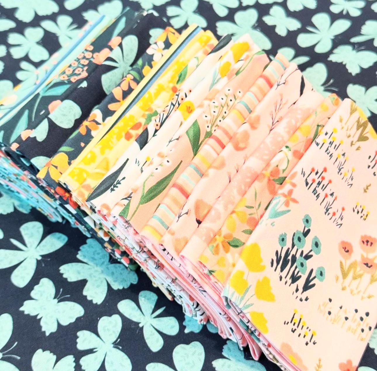 Painted blossoms 21 Fat quarter bundle | Poppie cotton | Amanda Cocoran | whimsical