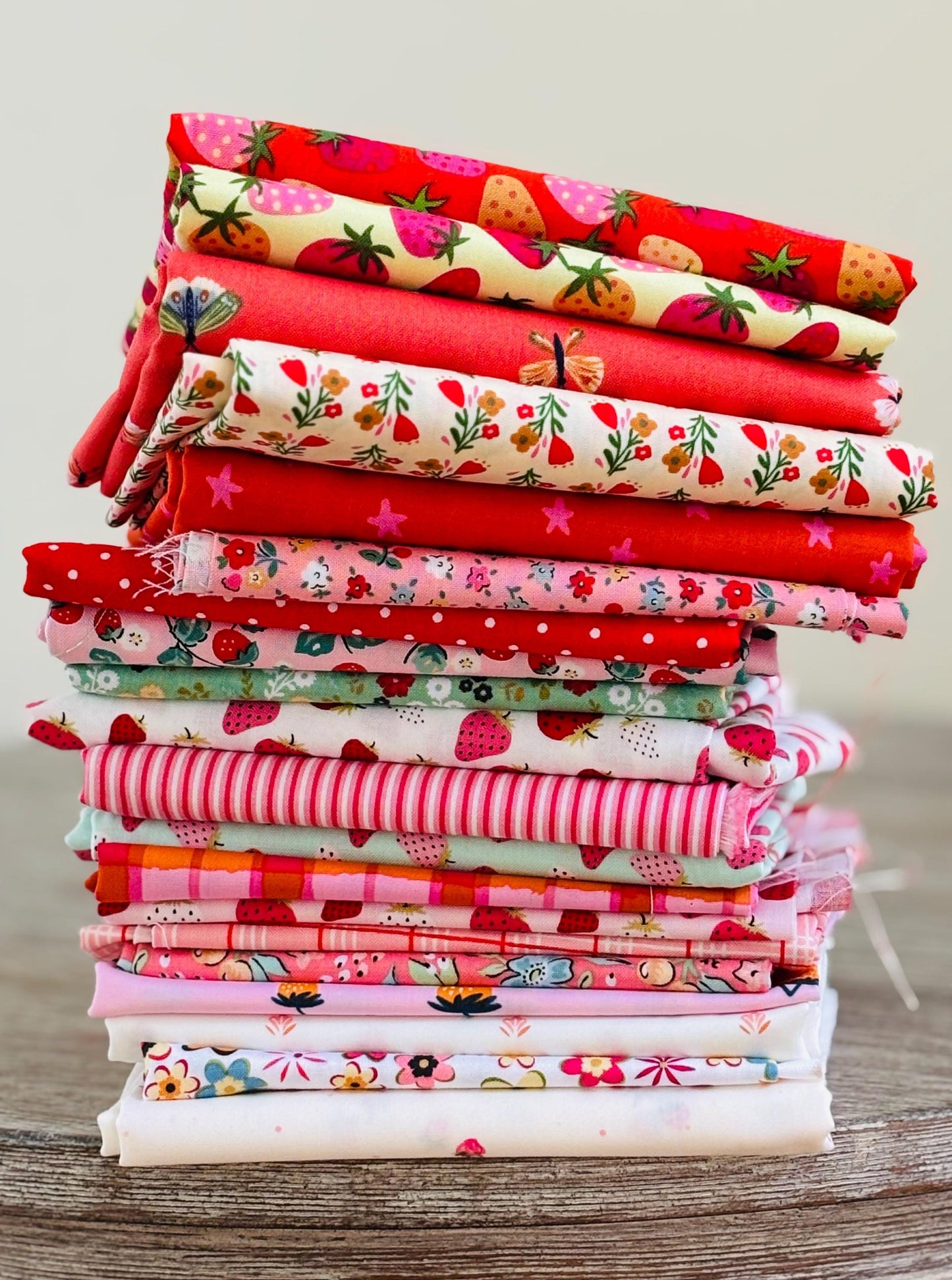 Red Berry Summer - 20 piece FQ or 1/2 bundle - AGF - plaid - gingham - Poppie cotton - starry - stripes - berries