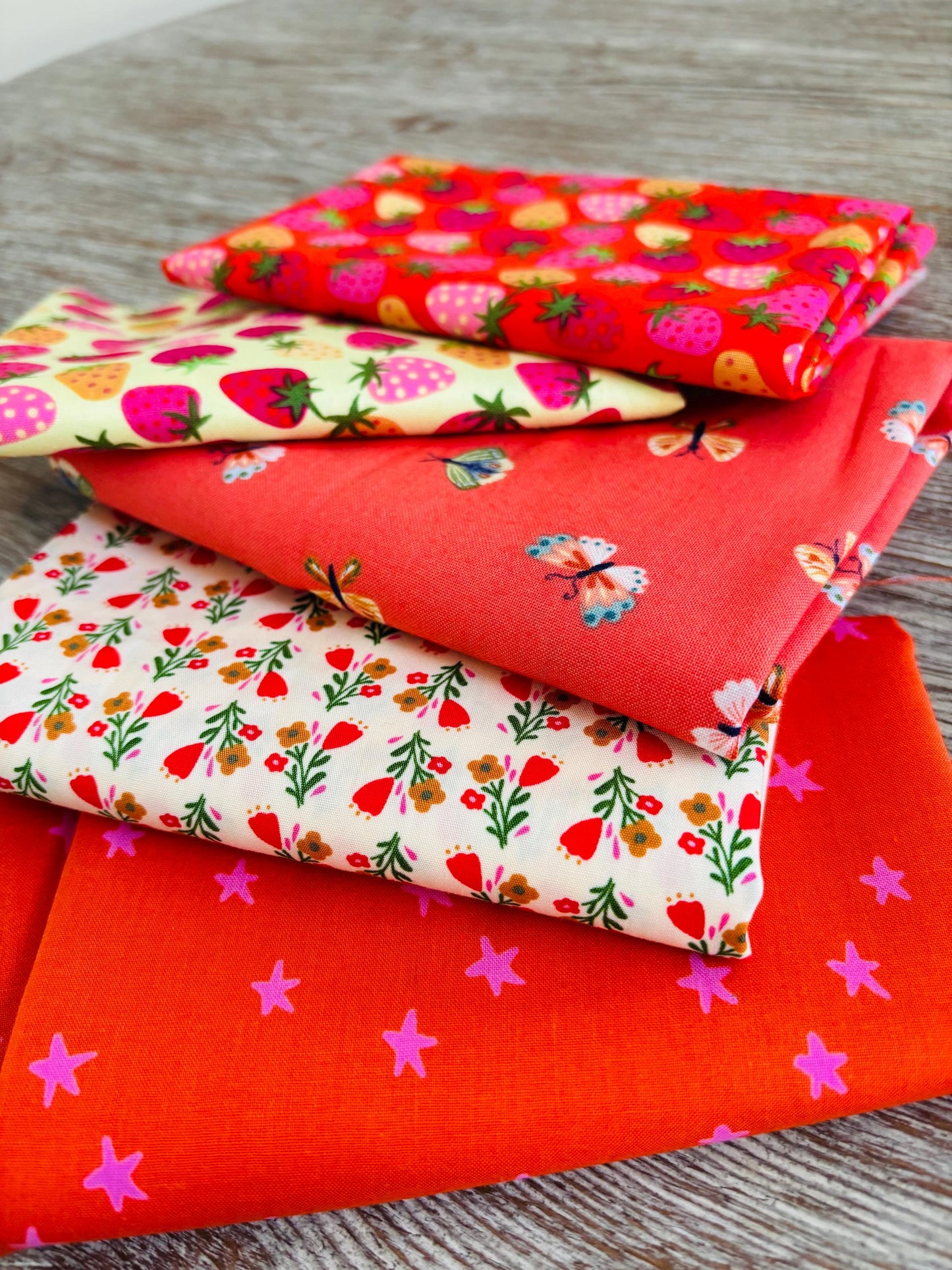 Red Berry Summer - 20 piece FQ or 1/2 bundle - AGF - plaid - gingham - Poppie cotton - starry - stripes - berries