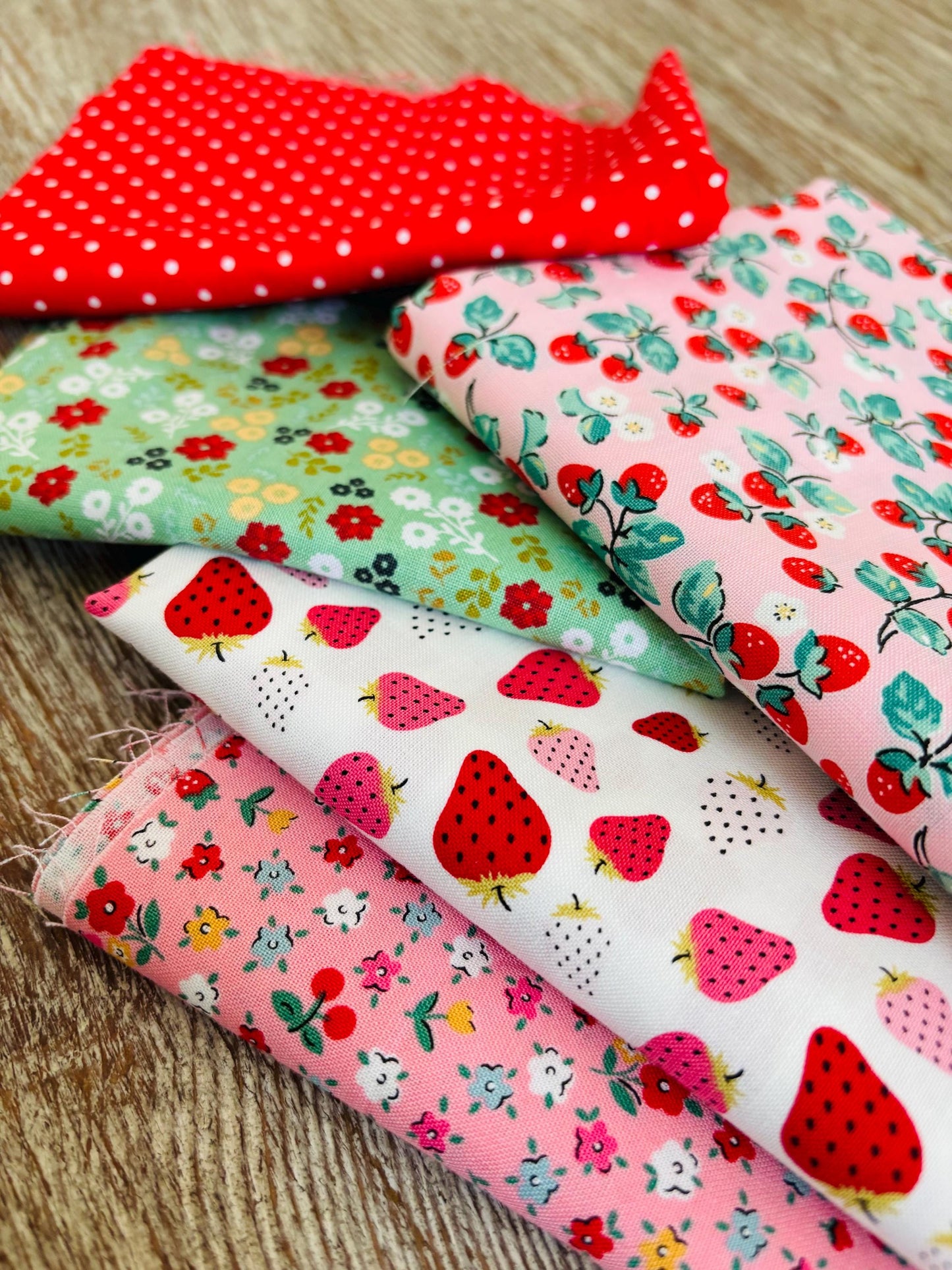 Red Berry Summer - 20 piece FQ or 1/2 bundle - AGF - plaid - gingham - Poppie cotton - starry - stripes - berries