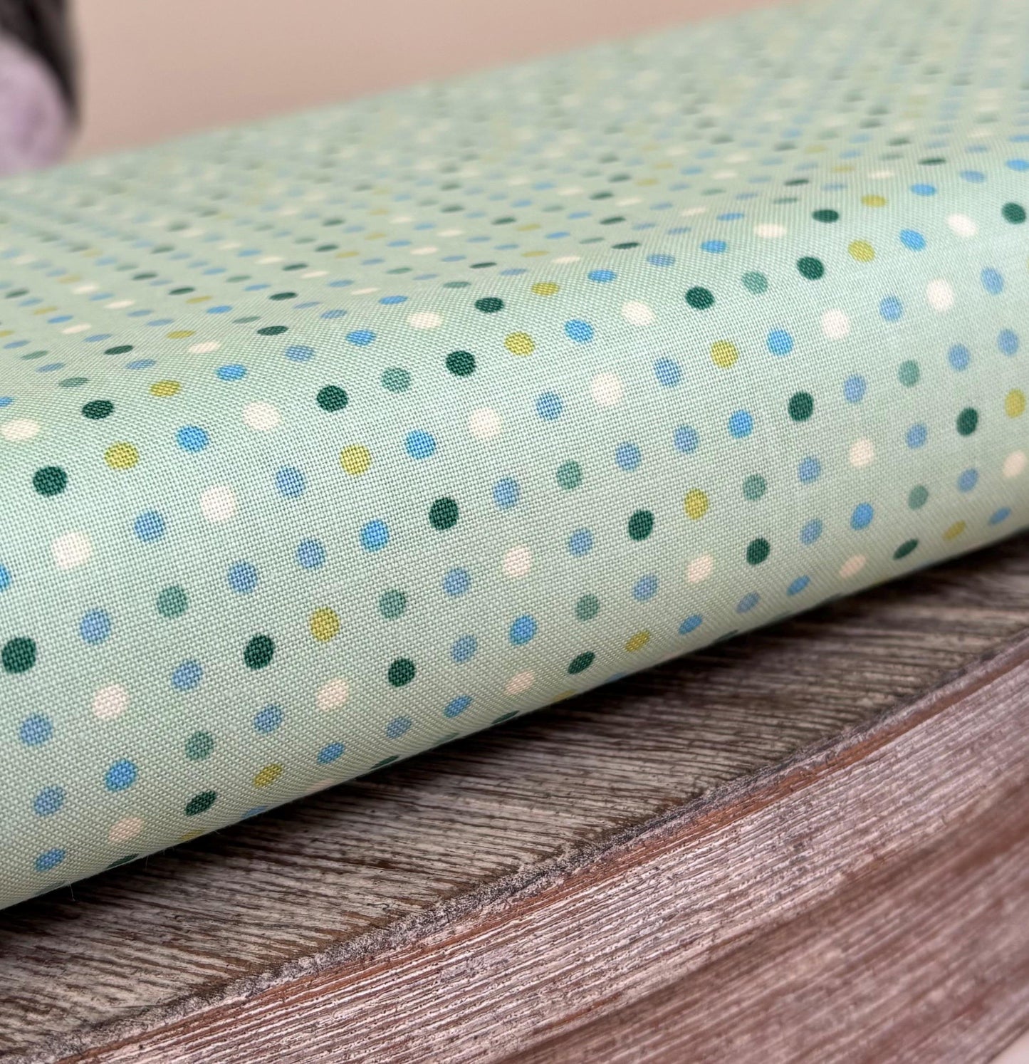 Spearmint green - seeing spots | Poppy cotton | in stock | ditsy | polka dots | vintage | Lori Woods