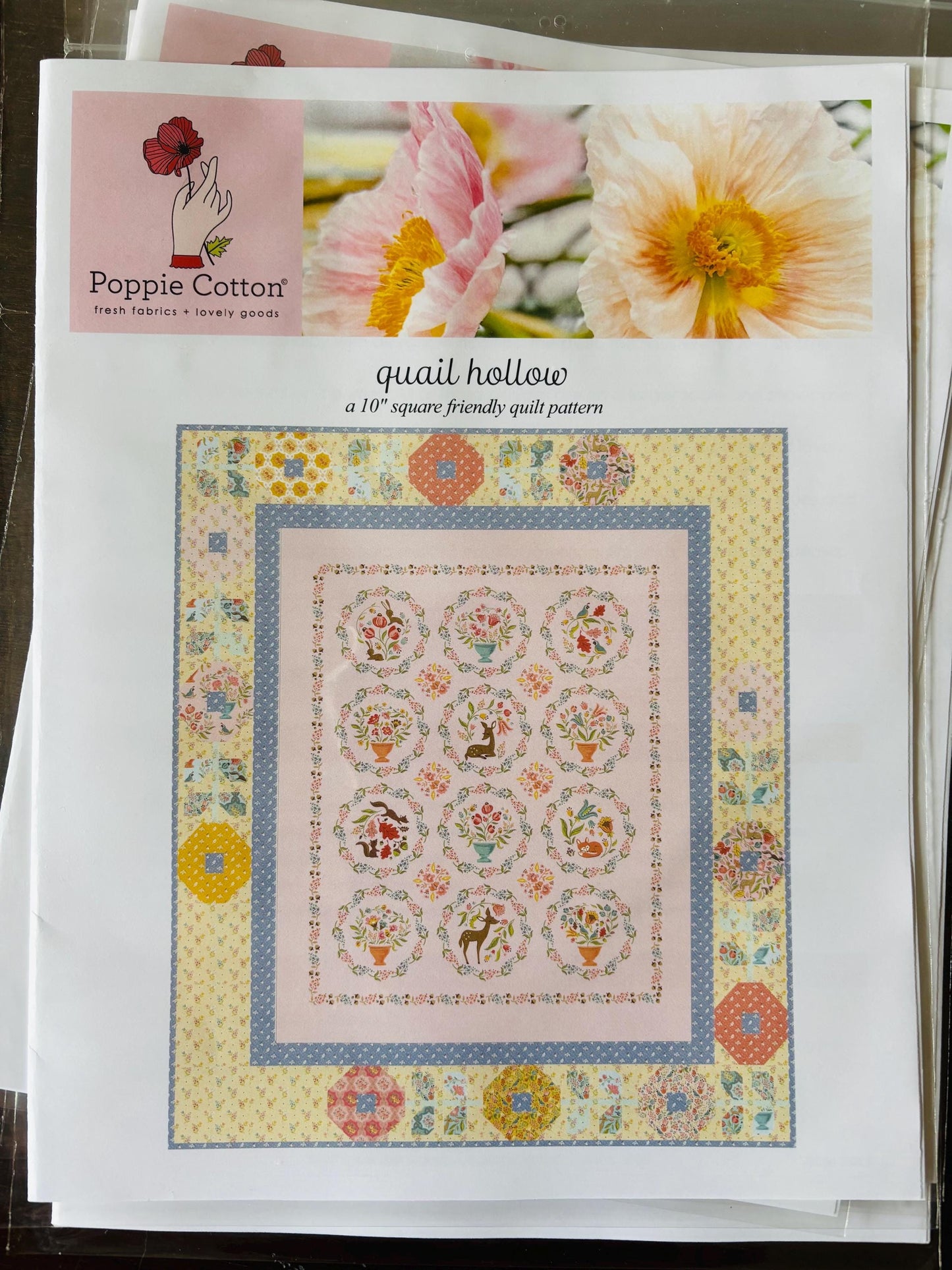 Quail hollow quilt pattern Paper Pattern | Poppie cotton | quilt size 50 " x 58 " - in stock - wildwood dwellings sheri mcculley