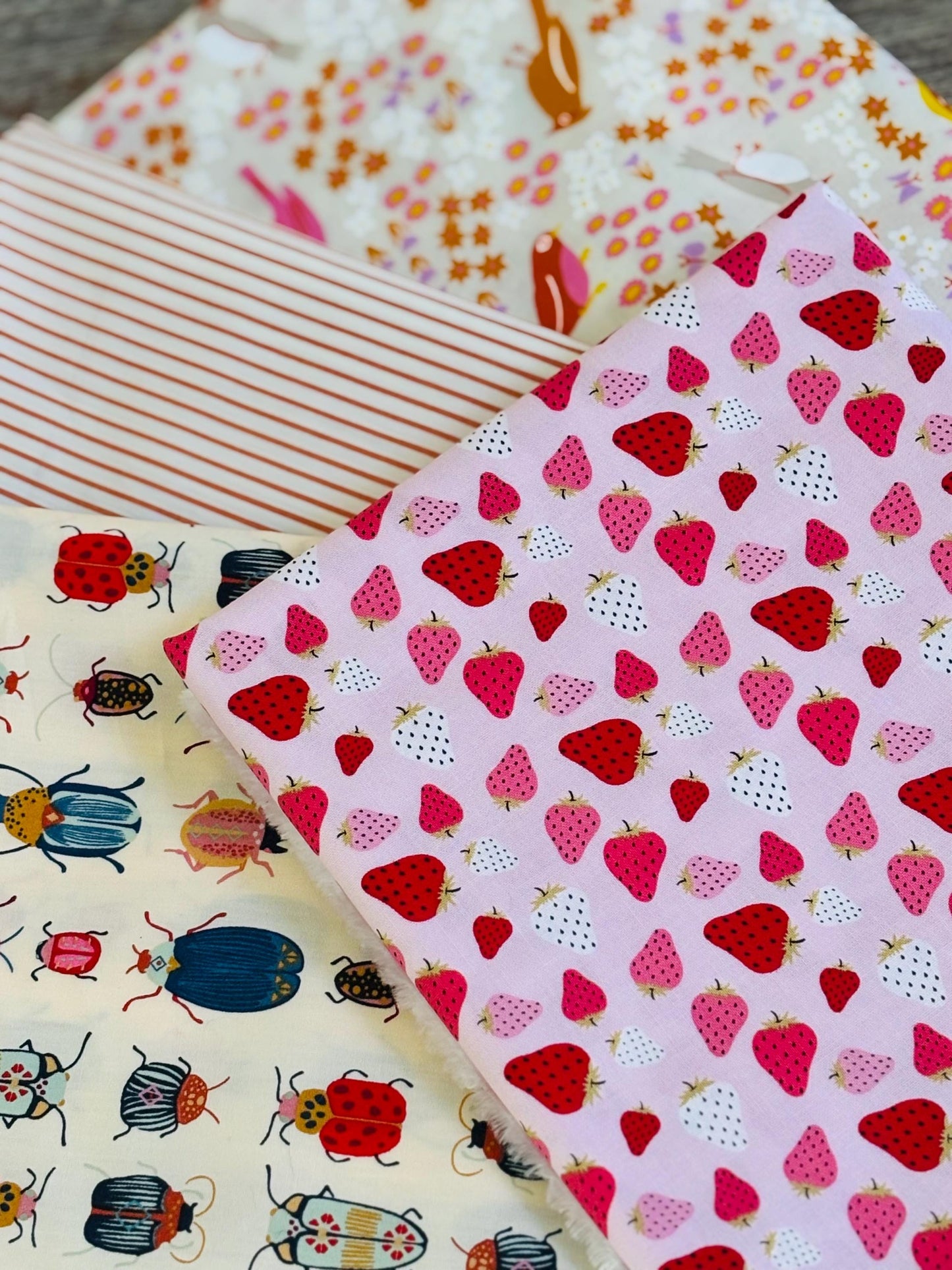 My favorite backyard - 24 piece FQ bundle - Strawberry marigold | AGF - plaid - gingham - Poppie cotton - Pure solids agf home sweet home