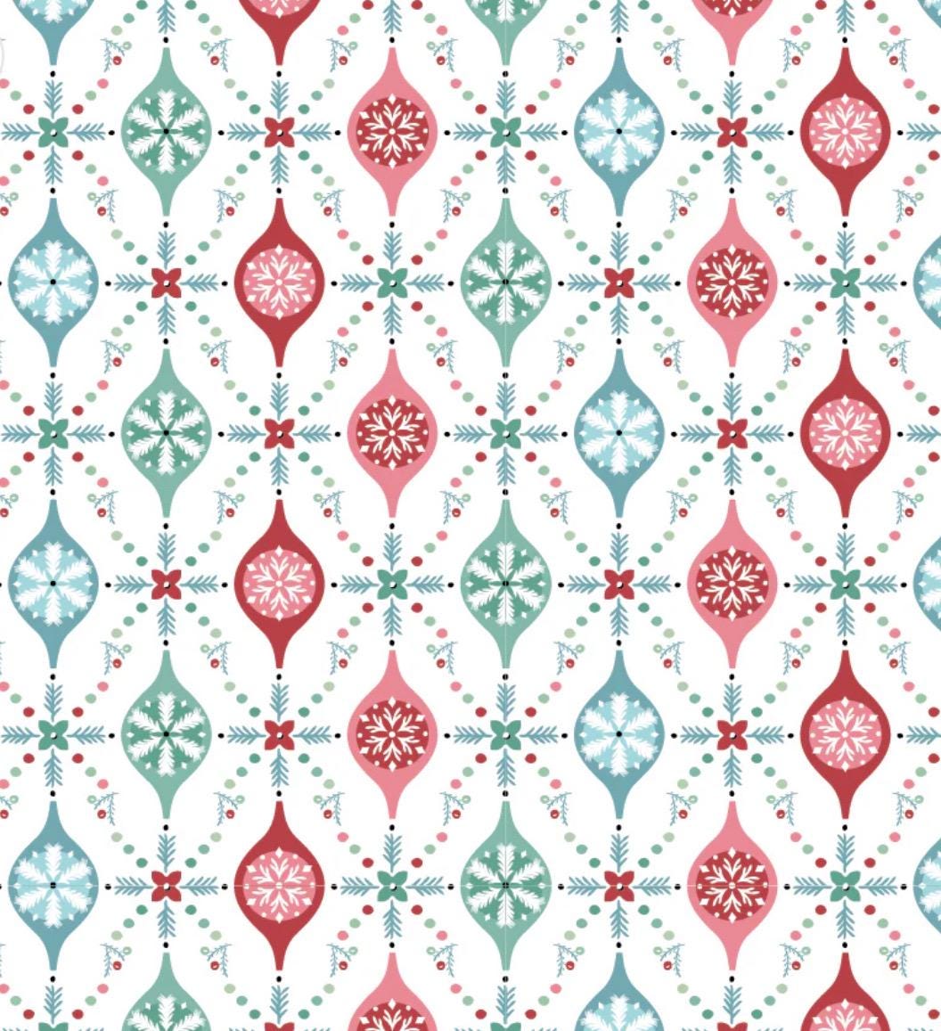 Frost and flurry | Merry Berries White FL25605 | Poppie cotton | Sheri McCulley | vintage | In stock - holiday christmas