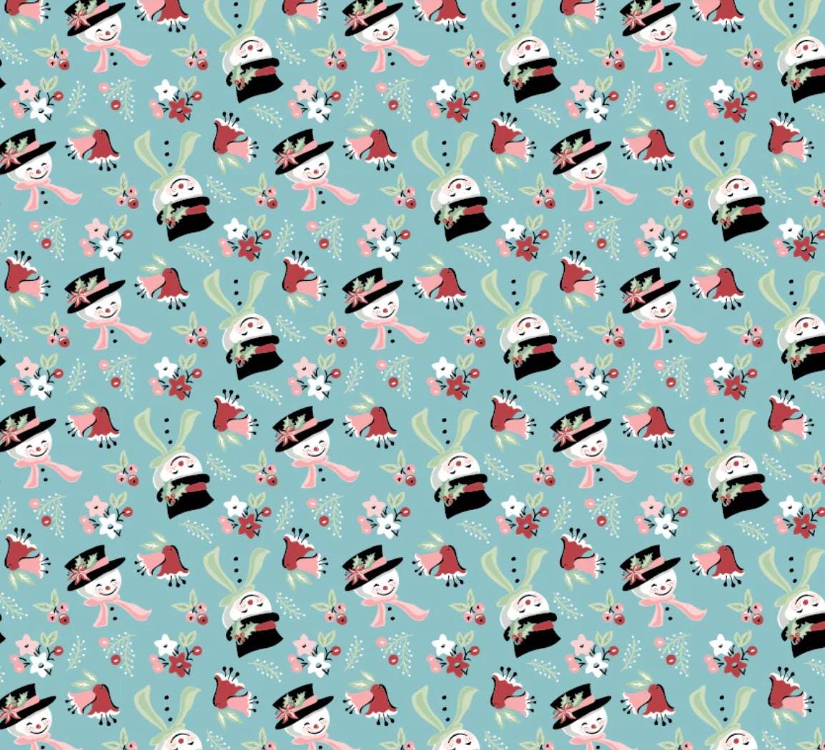 Frost and flurry | Snow Tossed Blue FL25614 | Poppie cotton | Sheri McCulley | vintage | In stock - holiday christmas